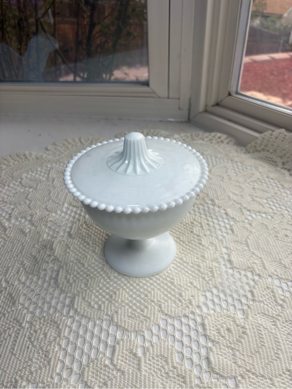 Classic White Milk Glass Covered Compote - Elegant Home Accent